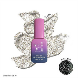 Mixcoco Beauty VI Cosmetics Disco Flash Gel 08 Glitter Ημιμόνιμο Βερνίκι Νυχιών 15ml