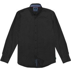 Double Ανδρικό Πουκάμισο Βαμβακερό Μακρυμάνικο Slim Fit Μαύρο GS-5015
