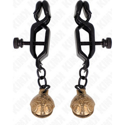 Kink Bell Jaw Nipple Clamps 7cm Black Gold