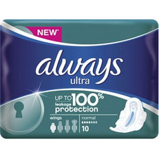 Always Ultra Normal Plus Μέγεθος 1 Σερβιέτες με Φτερά για Κανονική Ροή 4 Σταγόνες 10τμχ