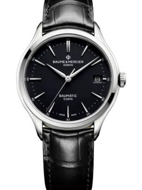 Baume & Mercier Clifton Ανδρικό Ρολόι Αυτόματο με Μαύρο Δερμάτινο Λουράκι M0A10399