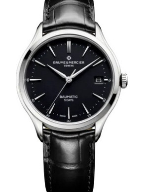 Baume & Mercier Clifton Ανδρικό Ρολόι Αυτόματο με Μαύρο Δερμάτινο Λουράκι M0A10399