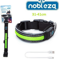 Nobleza Κολάρο Σκύλου Φωτιζόμενο Μαύρο Lime 31-41cm