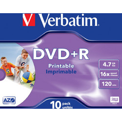 Verbatim 43508 Εγγράψιμα DVD+R 16x Printable 4.7GB 10τμχ