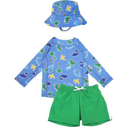 Zoocchini Devin the Dino & Friends Σετ Αντηλιακό UV Βρεφικό Μαγιό Σετ με Μπλούζα για Αγόρι Μπλε Πράσινο ZOO16008