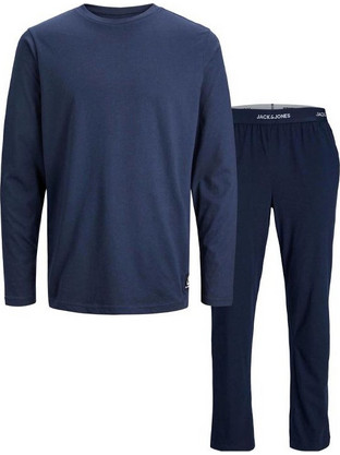 Jack & Jones Χειμωνιάτικες Ανδρικές Πιτζάμες Βαμβακερές Navy Μπλε 12245903