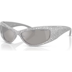 Swarovski SK6027 10596G Ανδρικά Γυαλιά Ηλίου Μάσκα Κοκάλινα Ασημί με Γκρι Φακό