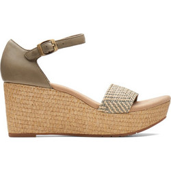 Clarks Rose Ease Ανατομικές Καλοκαιρινές Γυναικείες Πλατφόρμες Ψηλές Χακί 26171323
