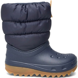 Crocs Παιδικές Μπότες Χιονιού Navy Μπλε Καφέ Αδιάβροχες με Γούνα 207684-4PQ