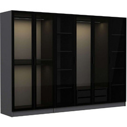 Hanah Home Εξάφυλλη Ντουλάπα Ρούχων Kale Ανθρακί 270x52x210cm 506MNR2728