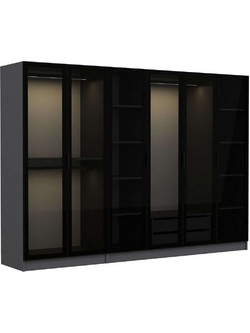 Hanah Home Εξάφυλλη Ντουλάπα Ρούχων Kale Ανθρακί 270x52x210cm 506MNR2728