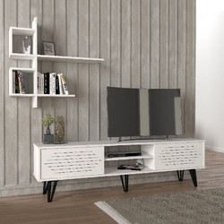 Megapap Έπιπλο Τηλεόρασης Ξύλινο Άσπρο Μ180xΠ35xΥ51cm Salerno GP042-0015,2