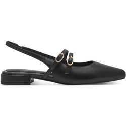 Marco Tozzi Γόβες Slingback Δερμάτινες με Χοντρό Χαμηλό Τακούνι Μαύρες 2-29409-44-001