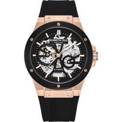 Kenneth Cole Ανδρικό Ρολόι Χρονογράφος Αυτόματο με Μαύρο Καουτσούκ Λουράκι KCWGO0035503