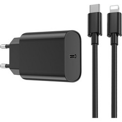 WiWu Wi-U001 Φορτιστής με Καλώδιο Lightning με Θύρα USB-C 20W Power Delivery Black