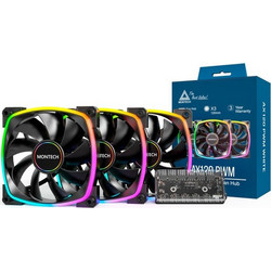 Montech AX120 Case Fan 120mm ARGB με Σύνδεση 3-Pin 4-Pin PWM 3τμχ Black
