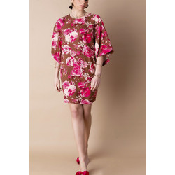 Bee Me Renata Mini Καλοκαιρινό Φόρεμα για Γάμο / Βάπτιση Floral Σοκολατί S5010