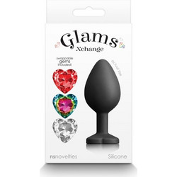 NS Novelties Glams Xchange Heart Πρωκτική Σφήνα Diamond Plug 8.5cm Μαύρη