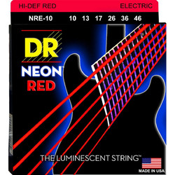 DR Strings Neon Red NRE-10 Σετ 6 Χορδές Ηλεκτρικής Κιθάρας Nickel Plated Steel 10-46" Medium Tension