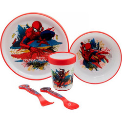 Stor Marvel Spiderman Παιδικό Σετ Φαγητού Λευκό Κόκκινο 5τμχ