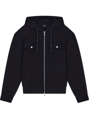 Armani Exchange Ανδρική Ζακέτα Φούτερ με Κουκούλα και Φερμουάρ Μαύρη XM000967AF16222UC001
