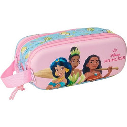 Safta Disney Princess Κασετίνα Βαρελάκι με 2 Θήκες Ροζ Τιρκουάζ 822564512