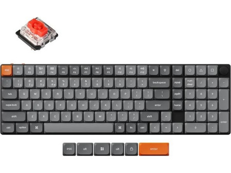Keychron K17 Max QMK Hot Swappable Ασύρματο Μηχανικό Gaming Πληκτρολόγιο με Gateron Low Profile Red Διακόπτες RGB Black