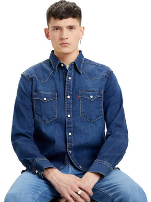 Levi's Ανδρικό Πουκάμισο Βαμβακερό Μακρυμάνικο Κανονική Γραμμή Μπλε 85744-0009