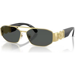 Versace VE2287 100287 Ανδρικά Γυαλιά Ηλίου Ορθογώνια Κοκάλινα Μαύρα με Μαύρο Φακό
