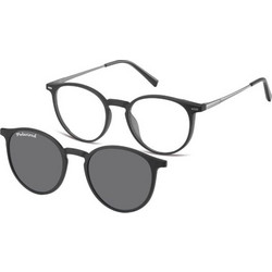 Sunoptic TRC-195 Ανδρικός Σκελετός Γυαλιών Οράσεως με Clip-On Κοκάλινος Ασημί Μαύρος