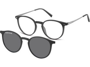 Sunoptic TRC-195 Ανδρικός Σκελετός Γυαλιών Οράσεως με Clip-On Κοκάλινος Ασημί Μαύρος