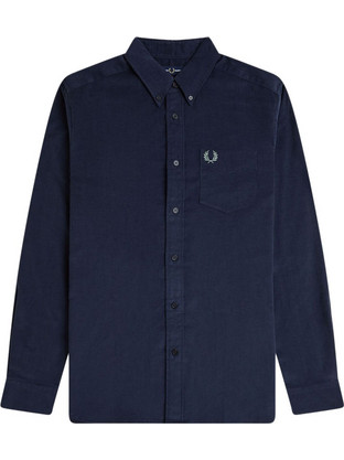 Fred Perry Ανδρικό Πουκάμισο Κοτλέ Μακρυμάνικο Κανονική Γραμμή Navy Μπλε M1737-738