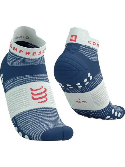 Compressport V4.0 Run Ανδρικές Κάλτσες Κοντές με Σχέδια Navy Μπλε Λευκές XU00047B-5137