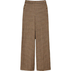 TWINSET Ψηλόμεση Υφασμάτινη Γυναικεία Παντελόνα Relaxed Εφαρμογή Καφέ 252TT2421-12884