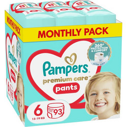 Pampers Premium Care Pants Monthly Pack Πάνες Βρακάκι No6 13-19kg 93τμχ