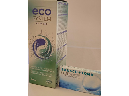 Bausch & Lomb Μηνιαίοι Φακοί Επαφής Σιλικόνης Υδρογέλης 6τμχ + 1 Υγρό Eco System 360ml