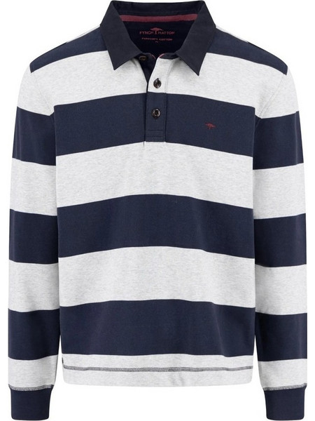 Fynch Hatton Ανδρική Μπλούζα Polo Μακρυμάνικη Navy Μπλε Λευκή 1514-1363-685