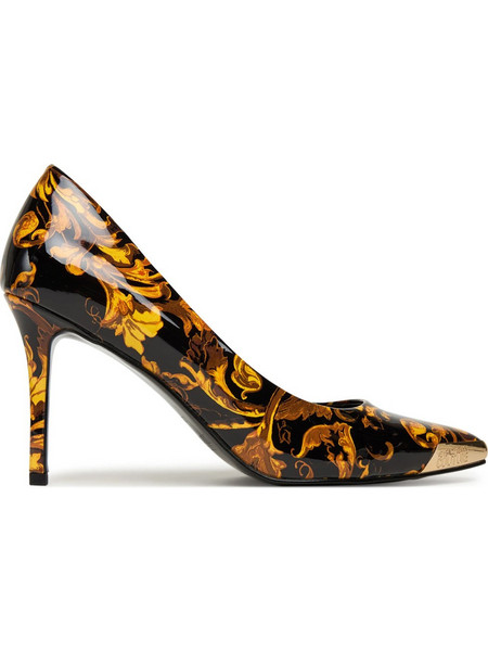 Versace Γόβες Δερμάτινες με Τακούνι Στιλέτο Μαύρες 79VA3S50ZS366-G89