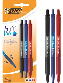 BIC Grip Soft Feel Σετ Στυλό Διαρκείας 1mm 3τμχ