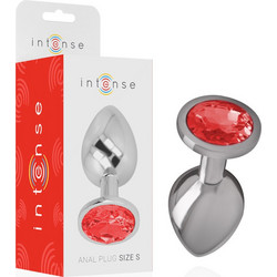 Intense Metal Aluminum Small Πρωκτική Σφήνα Diamond Plug 7cm Ασημί Κόκκινη D-234368