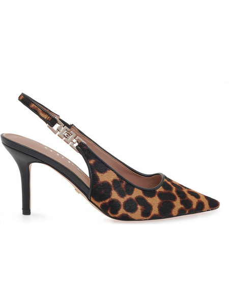 Guess Γόβες Slingback Δερμάτινες με Τακούνι Στιλέτο Καφέ FLTNSHLEP05