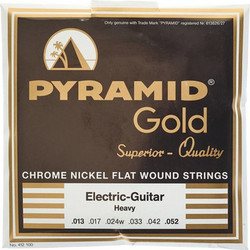 Pyramid Gold Flatwound 412100 Σετ 6 Χορδές Ηλεκτρικής Κιθάρας Chrome 13-52" Hard Tension