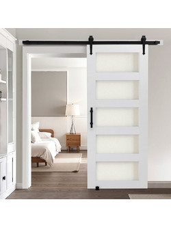 Vevor GCMFHBBLMTZBQAXL7001V0 Πόρτα Εσωτερική Συρόμενη Ξύλινη με Τζάμι Λευκή