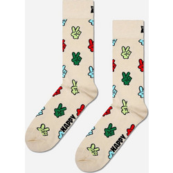 Happy Socks Victory Sign Ανδρικές Κάλτσες Ψηλές με Σχέδια Μπεζ P000745