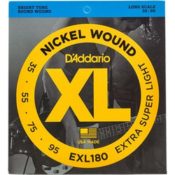 D'Addario EXL180 Σετ 4 Χορδές Ηλεκτρικού Μπάσου Nickel Plated Steel 35-95" Extra Light Tension