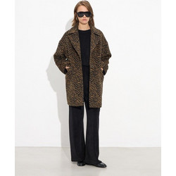 Passager Γυναικείο Ημίπαλτο Μάλλινο Animal Print Καφέ 90019