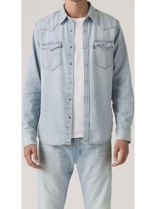 Levi's Ανδρικό Πουκάμισο Τζιν Μακρυμάνικο Κανονική Γραμμή Overshirt Γαλάζιο 85744-0118