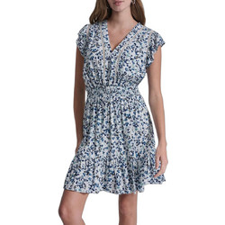 DKNY Mini Καλοκαιρινό Καθημερινό Φόρεμα Floral Μεταξωτό Γαλάζιο DJ6D9177-A0K