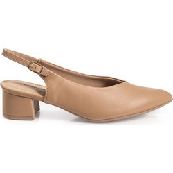 Piccadilly Ανατομικές Γόβες Slingback Δερμάτινες με Χοντρό Χαμηλό Τακούνι Μπεζ 779-26214