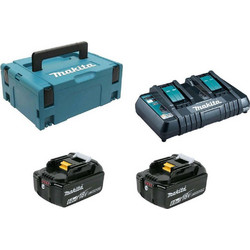 Makita 198077-8 Σετ 2 Μπαταριών Εργαλείων Λιθίου 18V 6Ah BL1860B με Φορτιστή 18V 2 Θέσεων DC18RD